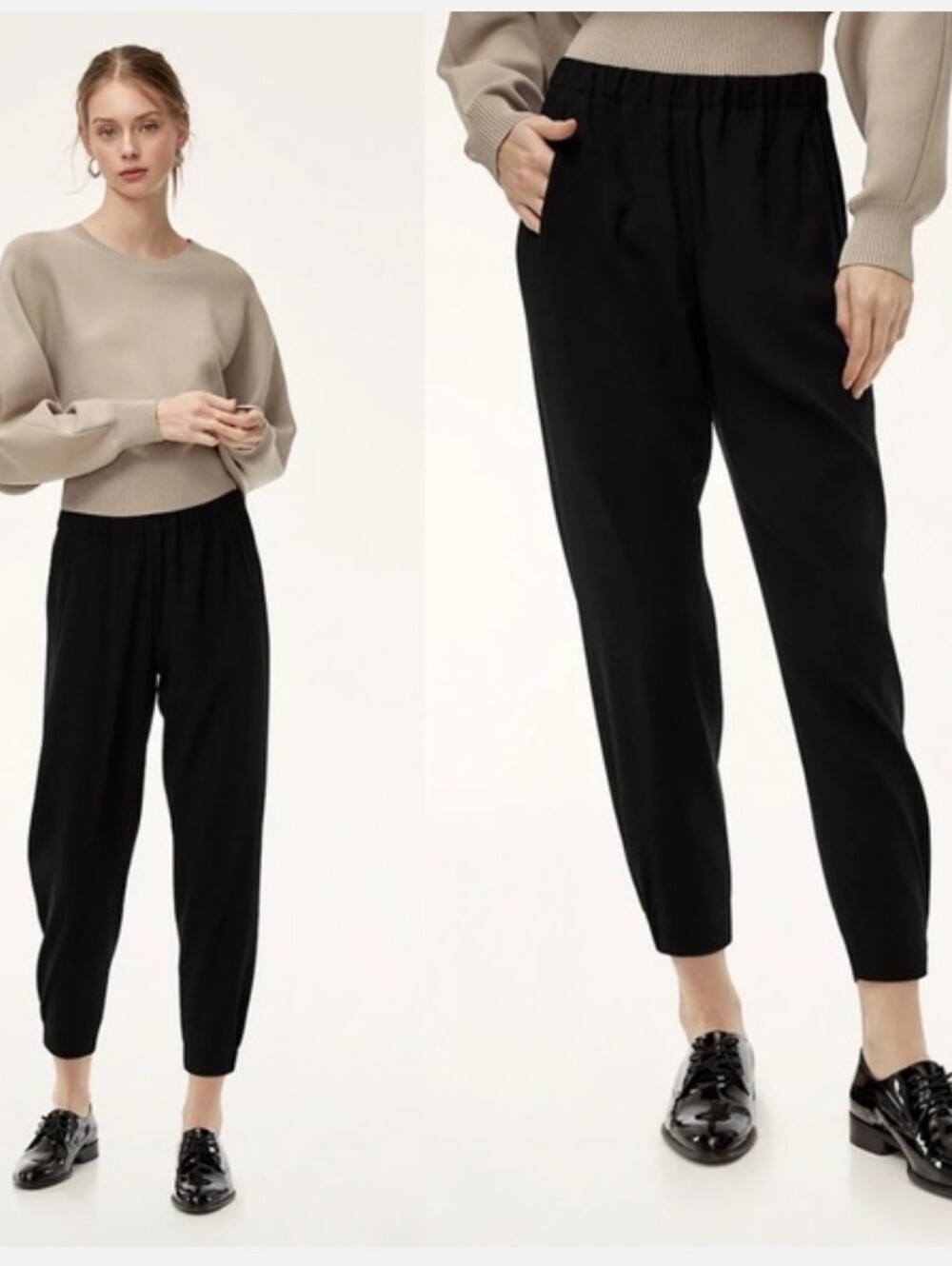 Aritzia Babaton Dexter Black Pant Trouser Jogger Style Small Elastic Waist